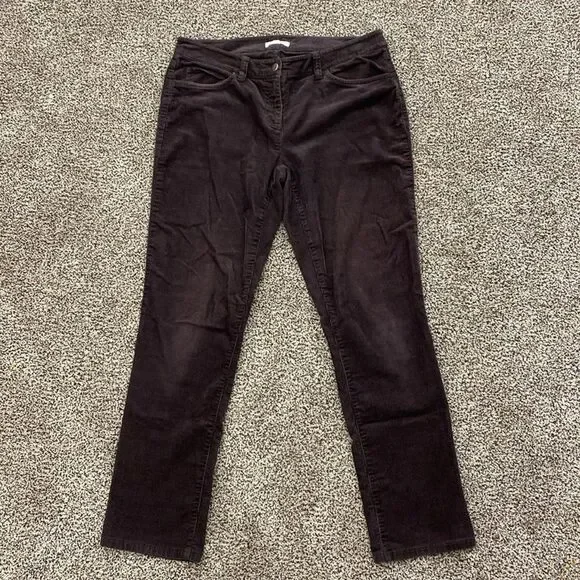 EILEEN FISHER 4 Brown Pinwale Corduroy Cotton Tencel Tapered Ankle Pants Stretch - Picture 16 of 16